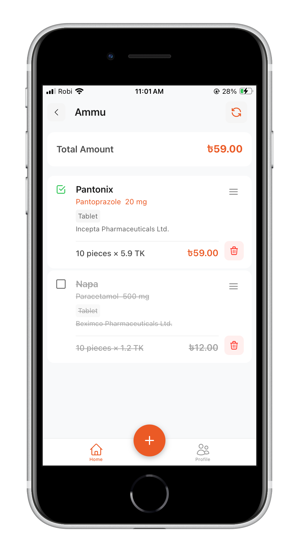 Active / Inactive Items screenshot